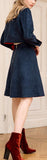 Matte Color-Contrast Jacket & Skirt Set