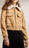 Wool-Collar Zip Bomber Jacket