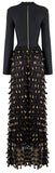 Black Stretch Bodycon Tassel-Embellished Gown