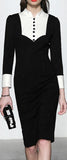 Black and White Long-Sleeve Tuxedo Dress