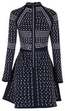 Black Studded A-Line Mini Skater Dress