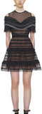 Black Stripe Paneled Lace Dress
