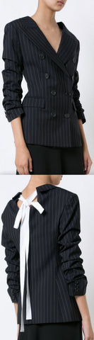 Striped Tie-Back Blazer