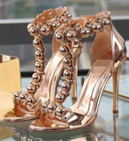 Leather Bomb Sandals - Rose Gold, Gold or Beige | DESIGNER INSPIRED FASHIONS