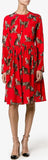 *Extended Sizes* Bengal Cat Print Dress in Red