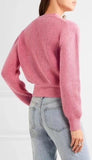 Faux-Cardigan Sweater with Belt, Pink