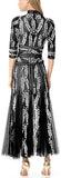 Embroidered Tulle Mock Neck Dress