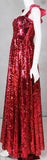 Red Sequin-Embellished Sleeveless Gown