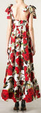 Long Rose-Print Dress