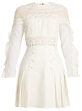 'Bellis' Lace-Trim Dress, White