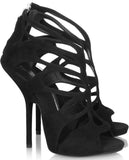Suede Cut-Out Sandals - Mustard/Yellow, Black or Fuchsia Pink