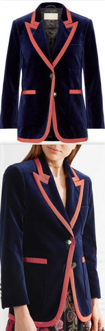 Grosgrain-Trimmed Velvet Blazer