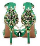 Embellished Satin Sandals - Black or Green