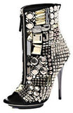 Jewel-Embellished Peep Toe Boots
