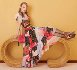 Printed Ruffle Chiffon Dress