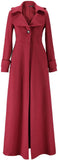 Long Wool-Blend Single-Button Coat - Black, Green, Blue or Red