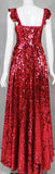 Red Sequin-Embellished Sleeveless Gown