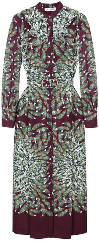 Belted Print Shirt-Dress