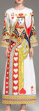 'Queen of Hearts' Print Long Dress