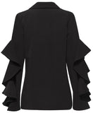 Black Ruffle-Sleeve Blazer