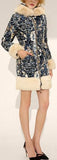 Fur-Trim Paisley Puffer Coat