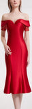 Crystal Sequined Red Fluted Evening Dress
