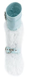 Patent Leather Buckled Fur Boots, Light Blue