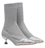 Lurex Knit Booties with Glitter Toecap - Grey or Black