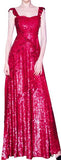 Red Sequin-Embellished Sleeveless Gown