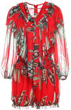 Snap Pea Ruffled Chiffon Blouse and Short Set