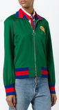 Floral Embroidered Web Trim bomber Jacket