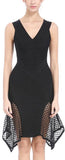 Asymmetrical Mesh-Paneled Bandage Dress - Black, Pink or Light Blue