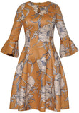 Floral Print Faux-Suede Fit & Flare Dress