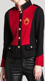 Embroidered Color-Block Jacket, Red & Black