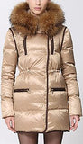 Short Puffer Coat with Contrast Zip-Pockets, Gold