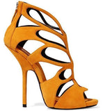 Suede Cut-Out Sandals - Mustard/Yellow, Black or Fuchsia Pink