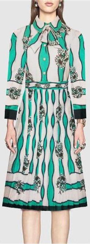 Printed Pleated Shirt Dress
