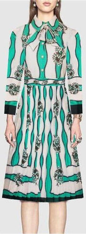 Printed Pleated Shirt Dress