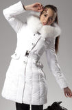 Fur-Hooded Buttoned Feather-Down-Fill Coat