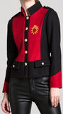 Embroidered Color-Block Jacket, Red & Black