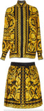 Baroque Print Shirt & Mini Skirt Set