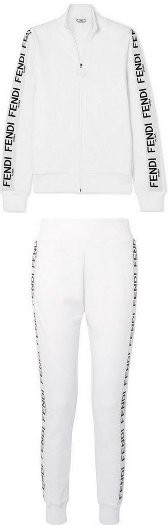 Logo Zip Jersey Sweatshirt and Pant Set, White
