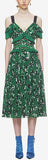 Cold-Shoulder Floral Printed Dress, Green