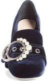Imitation Pearl Buckle Pump, Blue