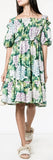 *Extended Sizes* Hydrangea Print Cold Shoulder Dress