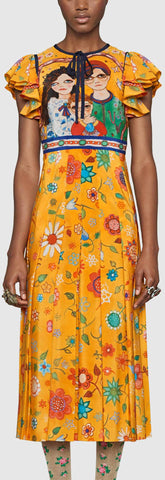 'Unskilled Worker' Print Dress, Yellow