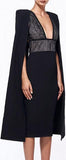 Black Embellished Cape-Dress