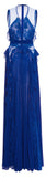 Blue Sleeveless Pleated Gown