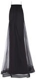 Asymmetrical Double-Breasted Blazer and Long Tulle Overlay Skirt - Black or Red