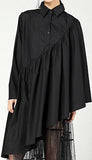 Boxy Asymmetrical Long Shirt - White or Black